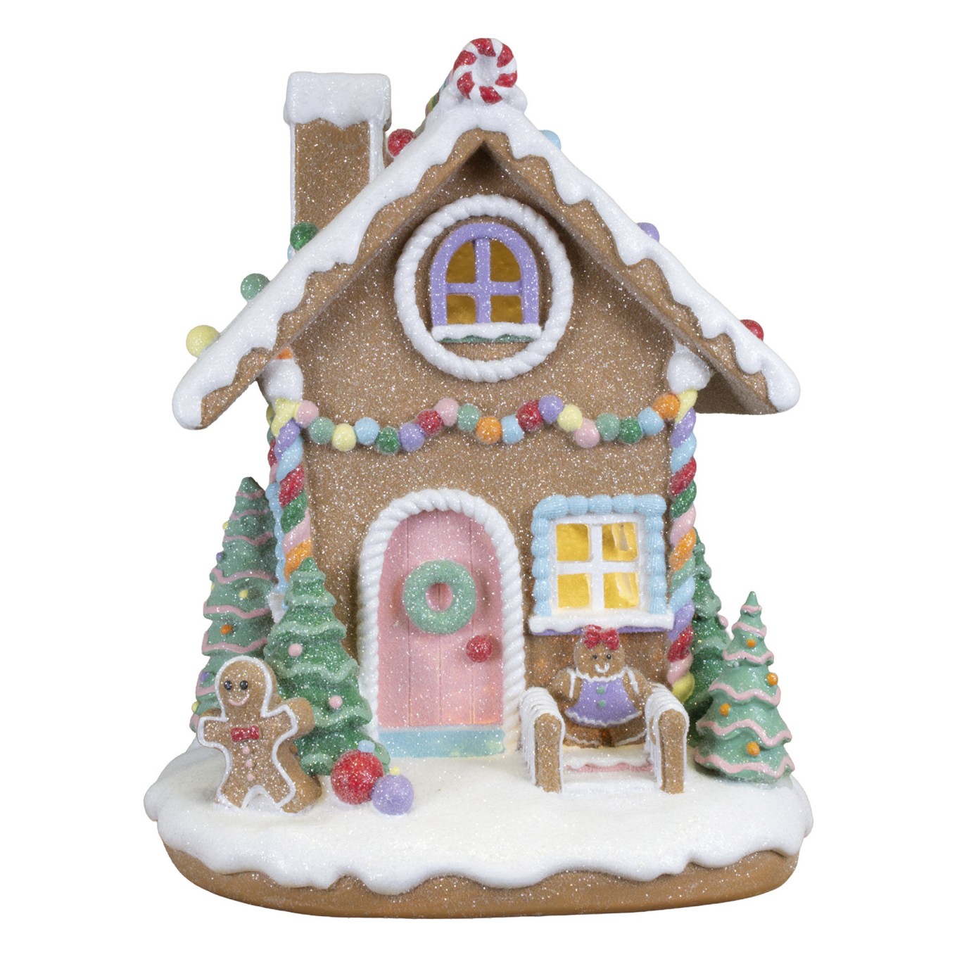 Casinha de Gengibre com Neve e Luz 35cm