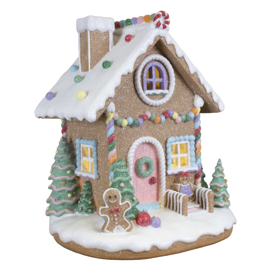 Casinha de Gengibre com Neve e Luz 35cm