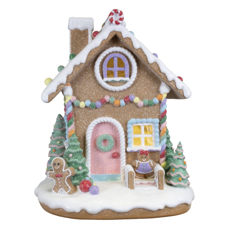 Casinha de Gengibre com Neve e Luz 35cm