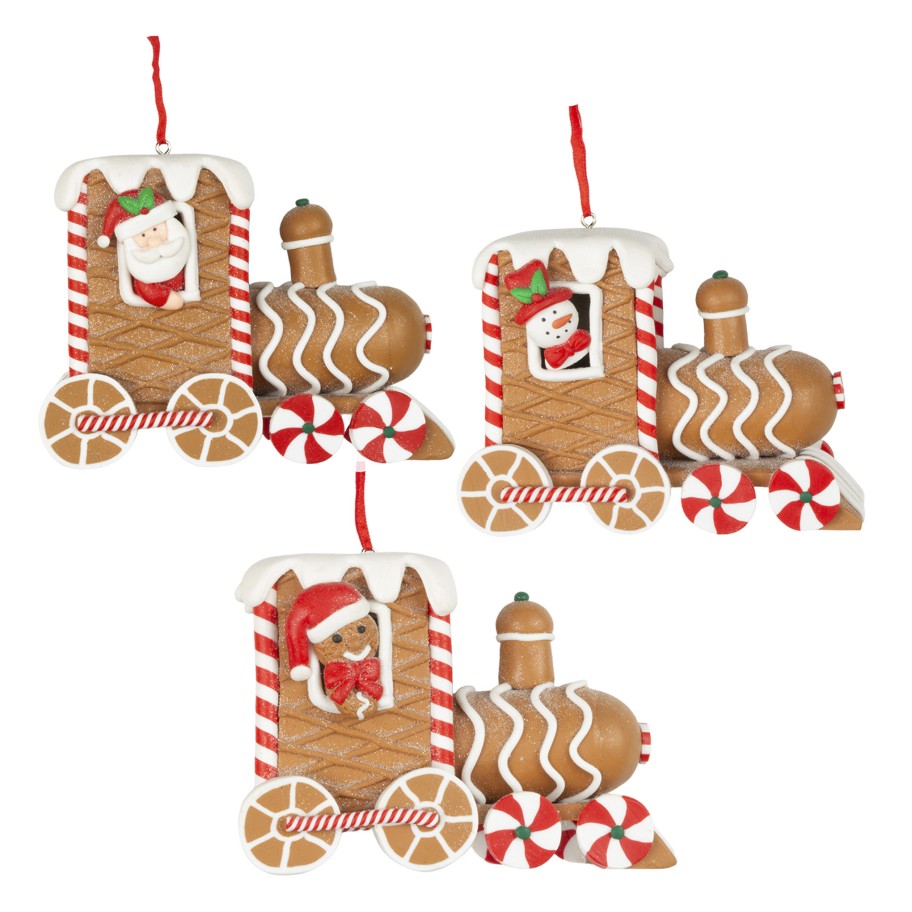 Comboio Decorativo de Gengibre para �rvore de Natal 12cm 3 modelos