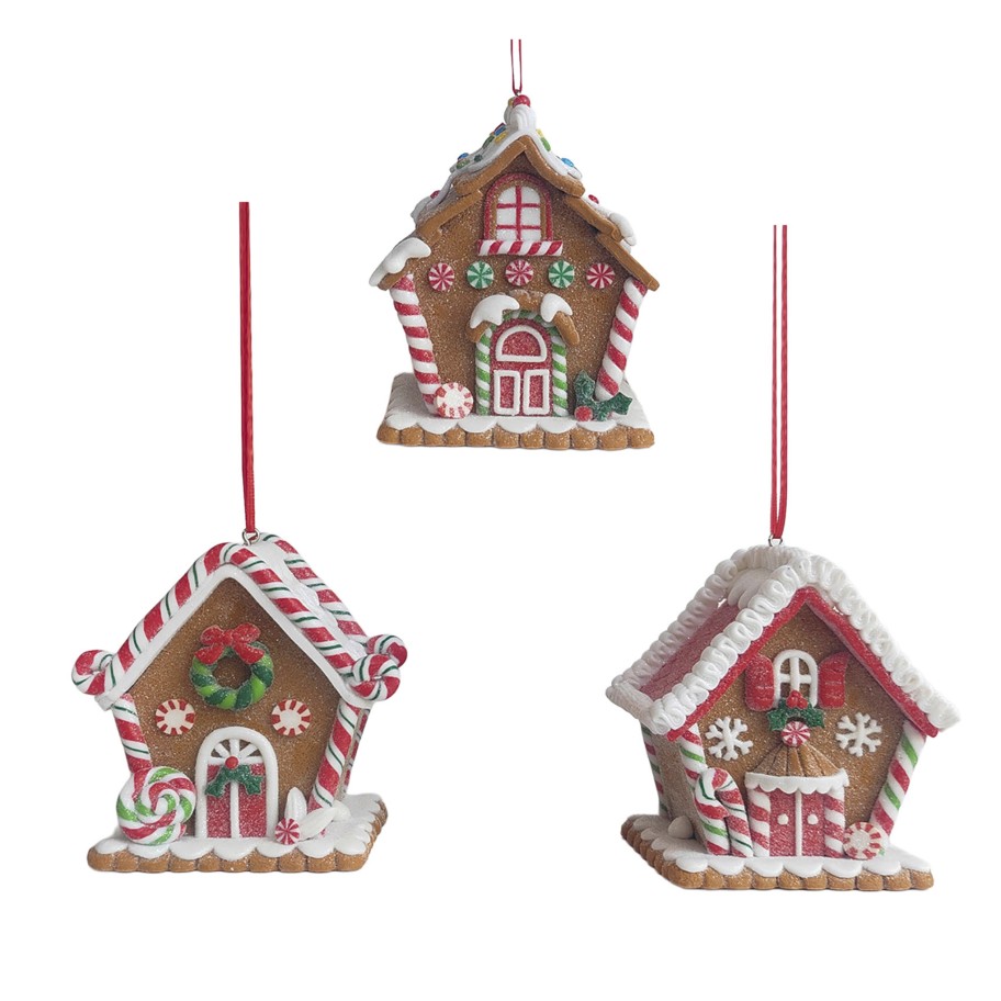 Casinha Decorativa de Gengibre para �rvore de Natal 9cm 3 modelos