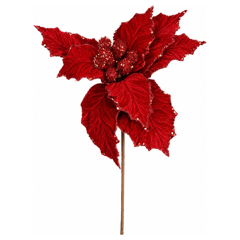 Flor Poinsetia Vermelha 34cm