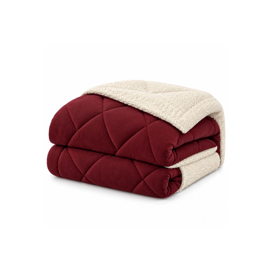 Edred�o Microfibra Borreguito Bordeaux