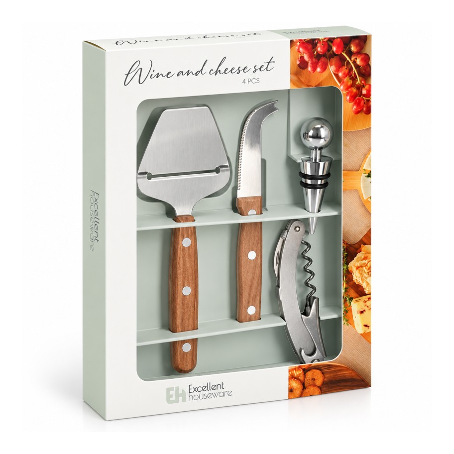 Conjunto de 4 Acess�rios para Queijo e Vinho