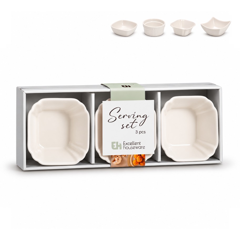 Conjunto de 3 Ta�as para Aperitivos - 4 Modelos Sortidos