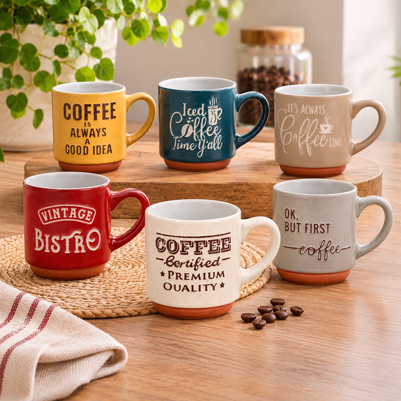Conjunto de 6 Canecas de Gr�s