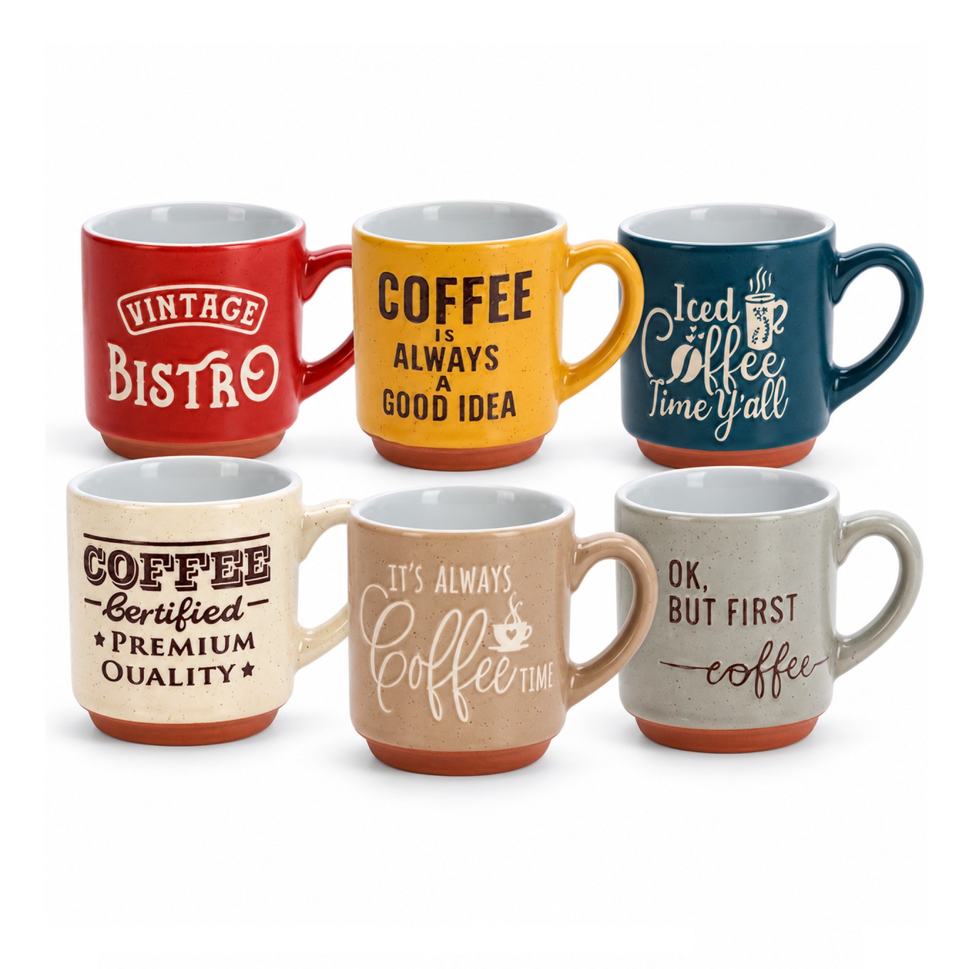Conjunto de 6 Canecas de Gr�s