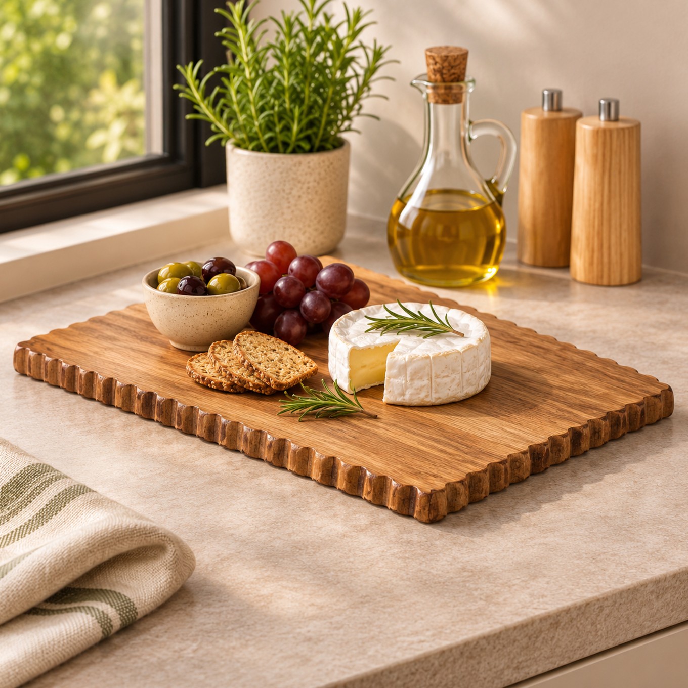 Tabuleiro de Servir Madeira Natural 38x20cm