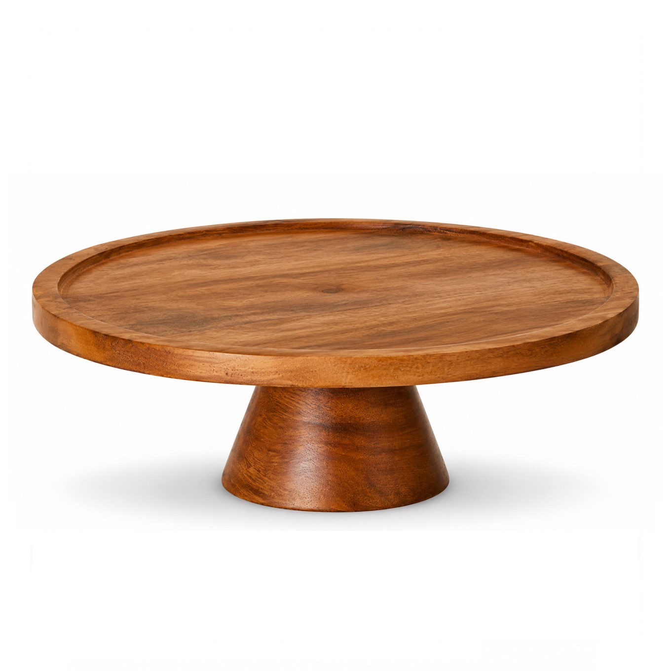 Prato de Servir com p� 38cm Madeira Natural