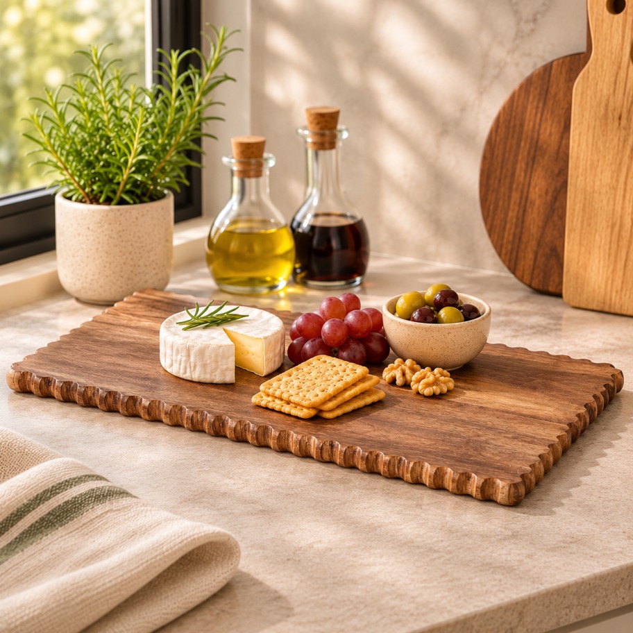 Tabuleiro de Servir Madeira Natural 50x20cm
